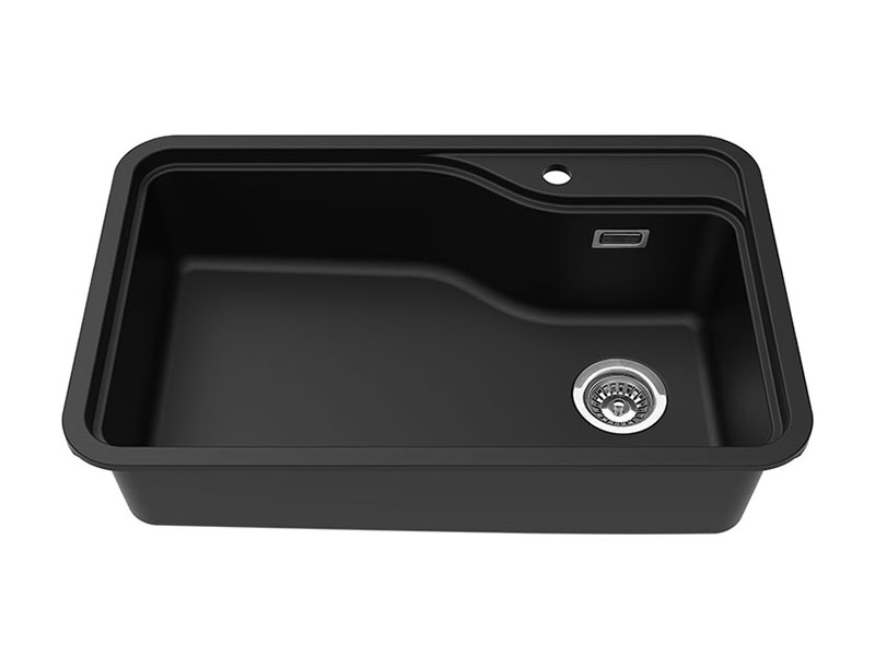 Black Quartz Drop-In Single Basin Kitchen Sink