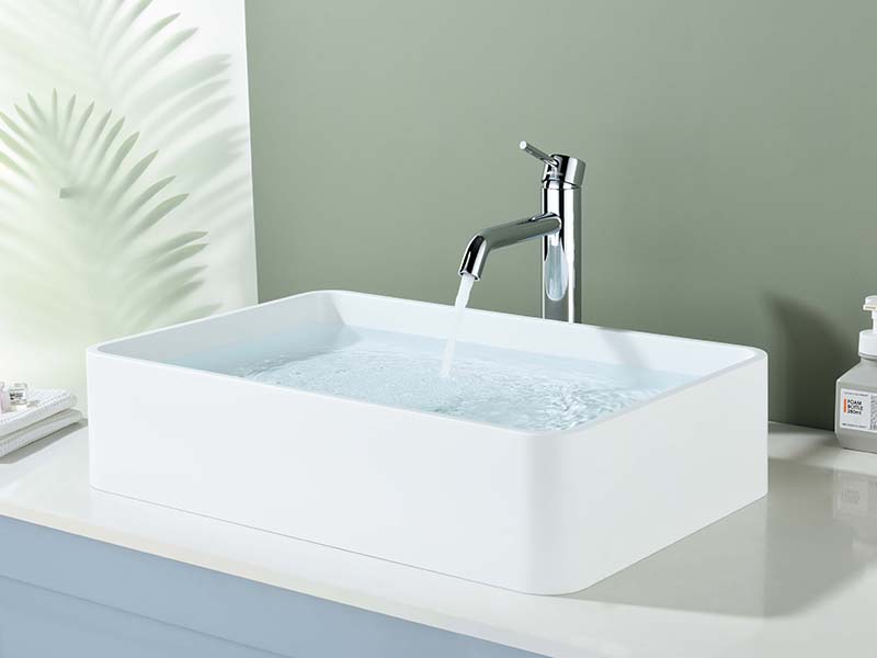 Grey Rectangular Vessel Bathroom Sink