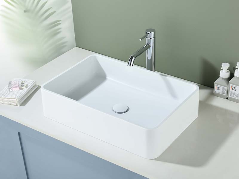 Grey Rectangular Vessel Bathroom Sink
