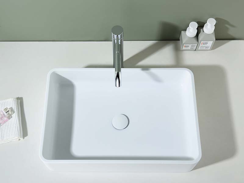 Grey Rectangular Vessel Bathroom Sink