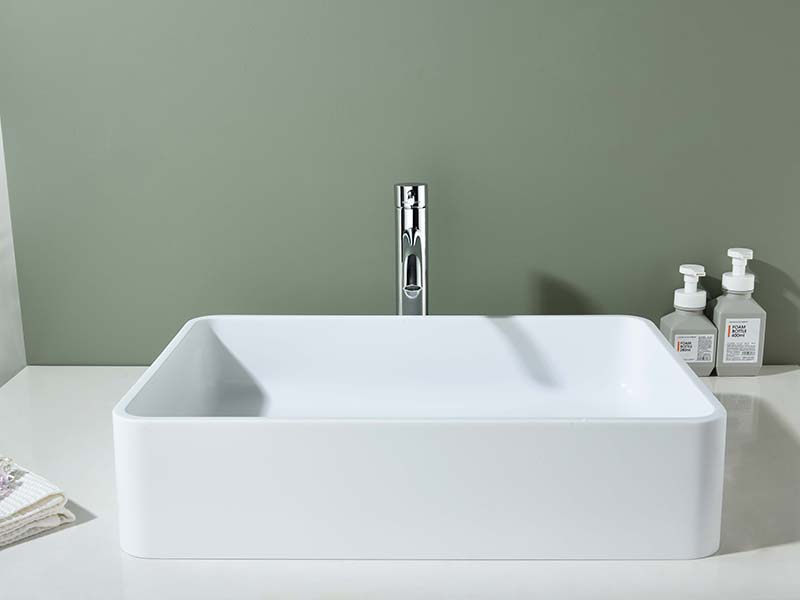Grey Rectangular Vessel Bathroom Sink